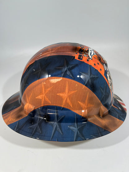 Full Brim Hard Hat Custom Hydro Dipped DENVER BRONCOS FLAG