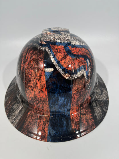 Full Brim Hard Hat Custom Hydro Dipped DENVER BRONCOS