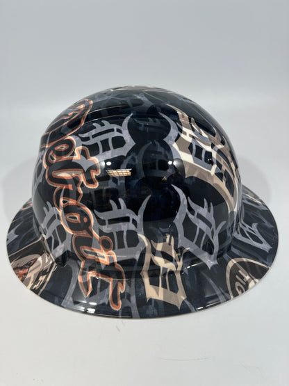 Full Brim Hard Hat Custom Hydro Dipped DETROIT TIGERS