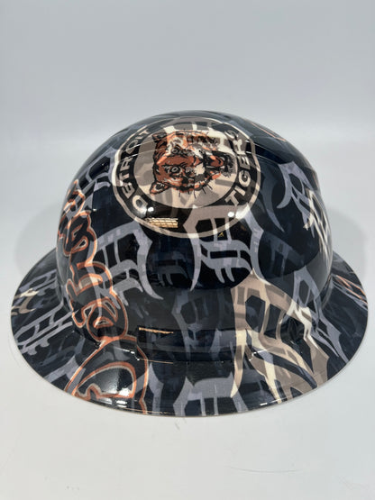Full Brim Hard Hat Custom Hydro Dipped DETROIT TIGERS