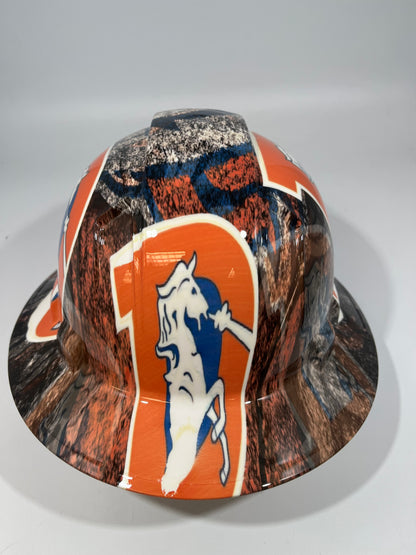 Full Brim Hard Hat Custom Hydro Dipped DENVER BRONCOS 2
