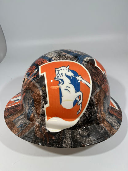 Full Brim Hard Hat Custom Hydro Dipped DENVER BRONCOS 2