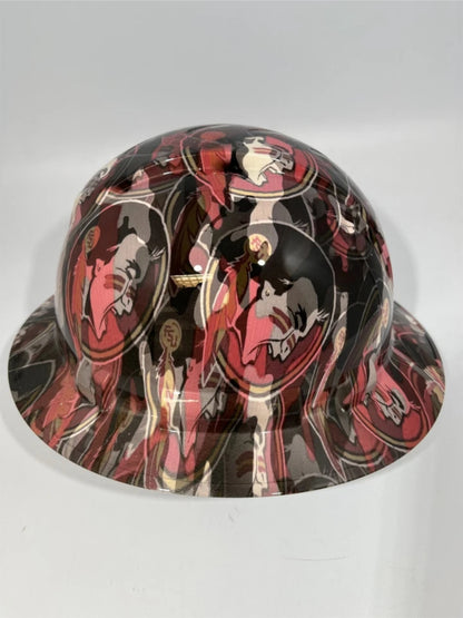 Full Brim Hard Hat Custom Hydro Dipped FSU FLORIDA STATE SEMINOLES