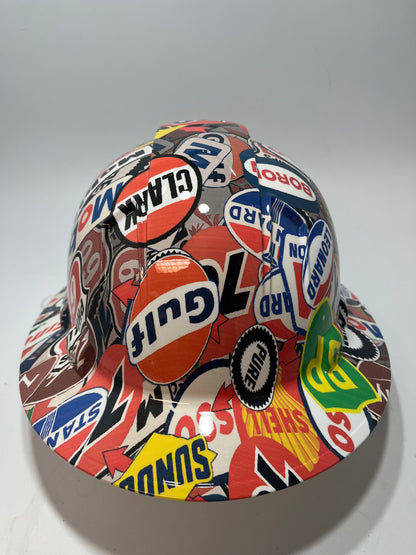 Full Brim Hard Hat Hydro Dipped GAS AND OIL SIGNS