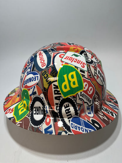 Full Brim Hard Hat Hydro Dipped GAS AND OIL SIGNS
