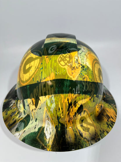 Full Brim Hard Hat Hydro Dipped GREEN BAY PACKERS ABSTRACT