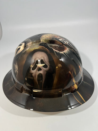 Full Brim Hard Hat Custom Hydro Dipped Scream Ghost Face
