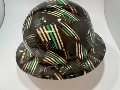 Full Brim Hard Hat Hydro Dipped Green Line Flag