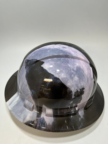 Full Brim Hard Hat Hydro Dipped HOWL AT THE MOON