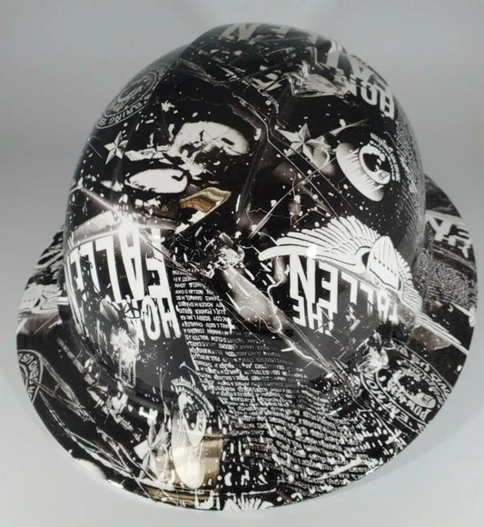 Full Brim Hard Hat Hydro Dipped HONOR THE FALLEN POW MIA
