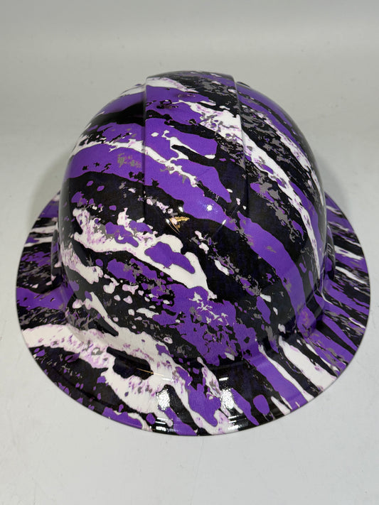 Full Brim Hard Hat Hydro Dipped PURPLE CAMO W/NAME
