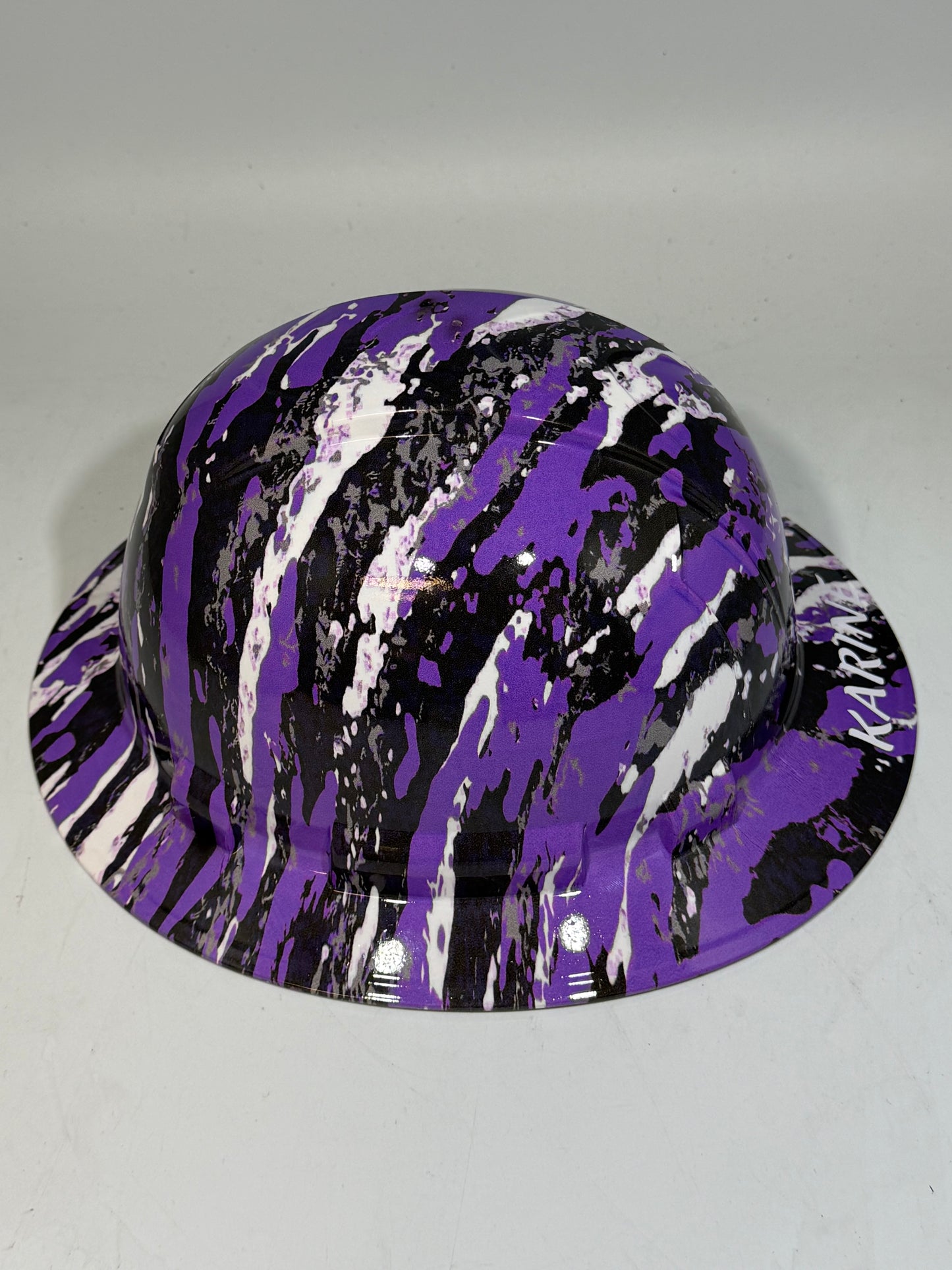 Full Brim Hard Hat Hydro Dipped PURPLE CAMO W/NAME