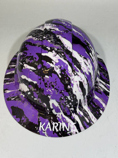 Full Brim Hard Hat Hydro Dipped PURPLE CAMO W/NAME