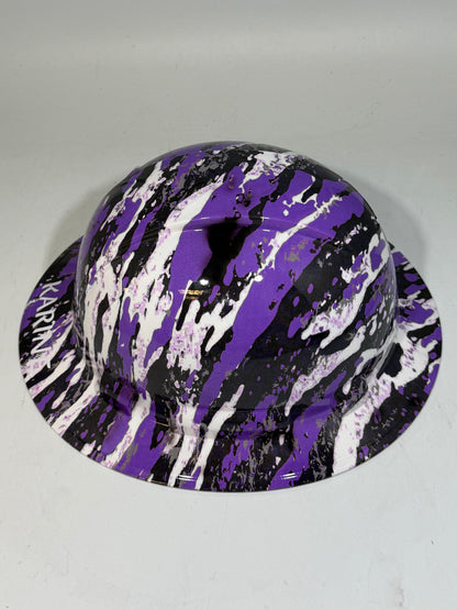 Full Brim Hard Hat Hydro Dipped PURPLE CAMO W/NAME