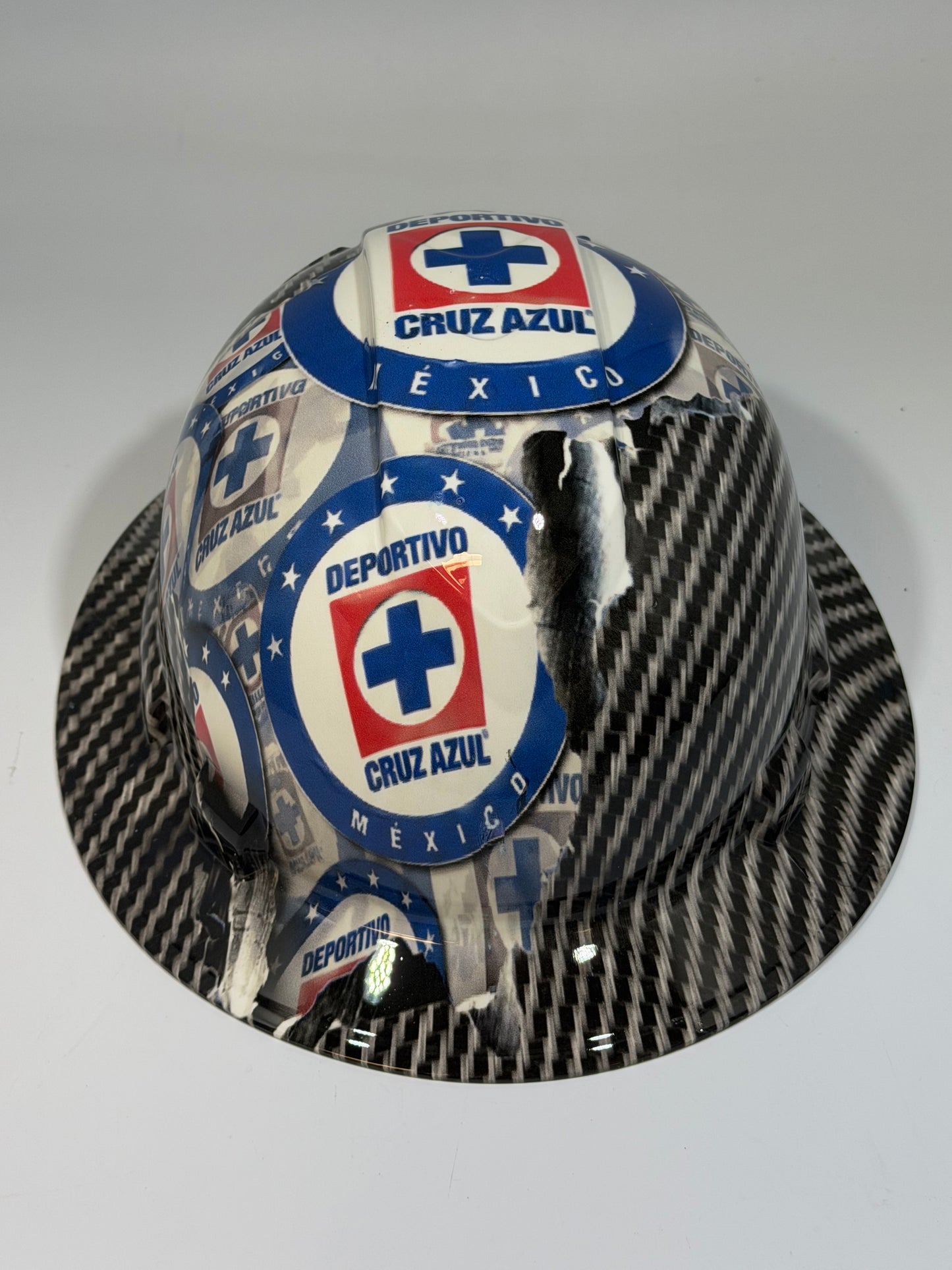 Full Brim Hard Hat Hydro Dipped DEPORTIVO CRUZ AZUL MEXICO