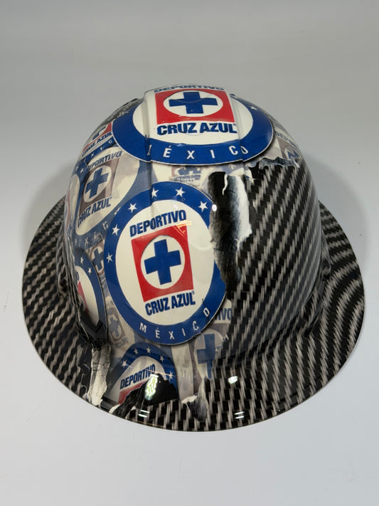 Full Brim Hard Hat Hydro Dipped DEPORTIVO CRUZ AZUL MEXICO