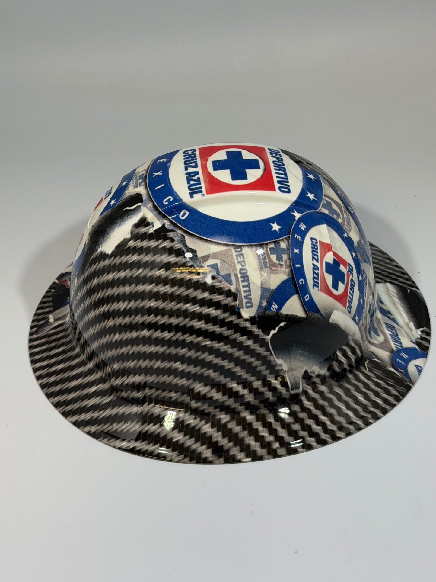 Full Brim Hard Hat Hydro Dipped DEPORTIVO CRUZ AZUL MEXICO