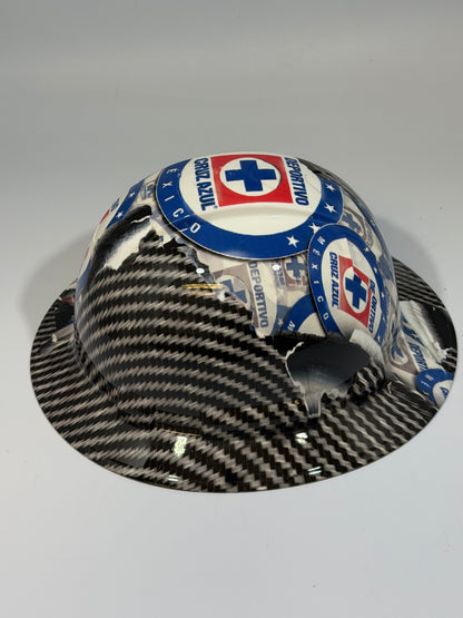 Full Brim Hard Hat Hydro Dipped DEPORTIVO CRUZ AZUL MEXICO