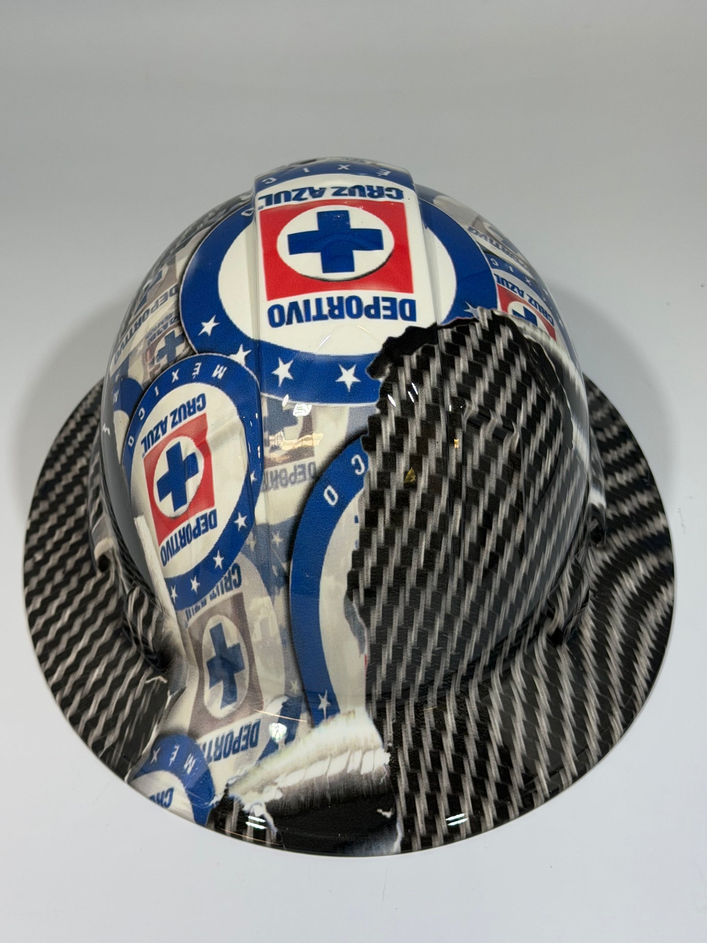 Full Brim Hard Hat Hydro Dipped DEPORTIVO CRUZ AZUL MEXICO