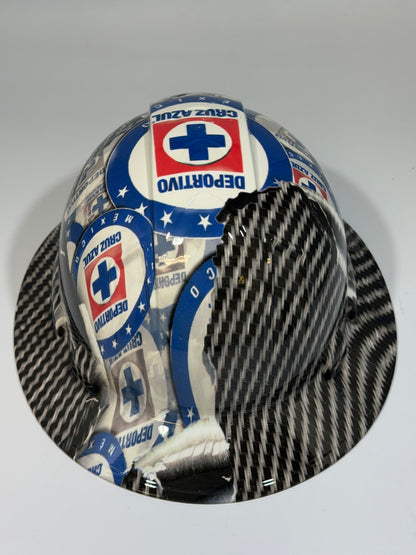 Full Brim Hard Hat Hydro Dipped DEPORTIVO CRUZ AZUL MEXICO