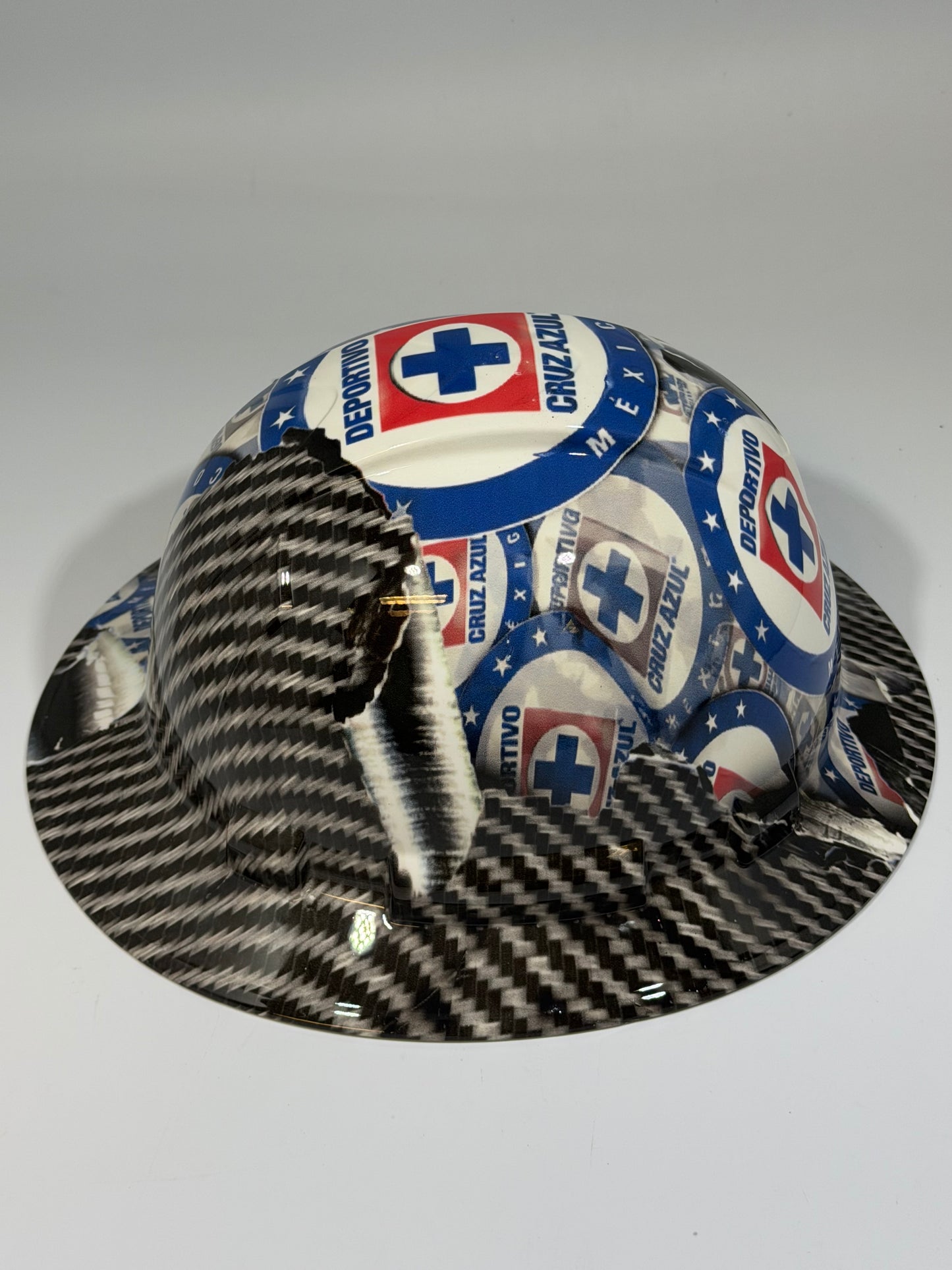 Full Brim Hard Hat Hydro Dipped DEPORTIVO CRUZ AZUL MEXICO