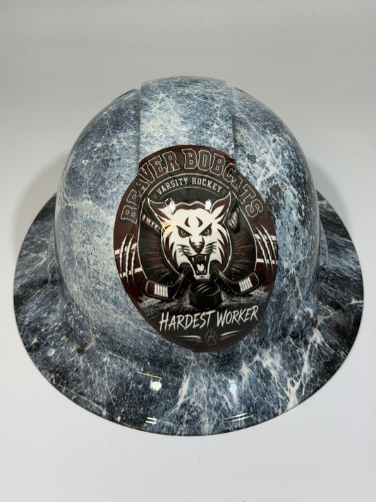 Full Brim Hard Hat Hydro Dipped BEAVER BOBCATS