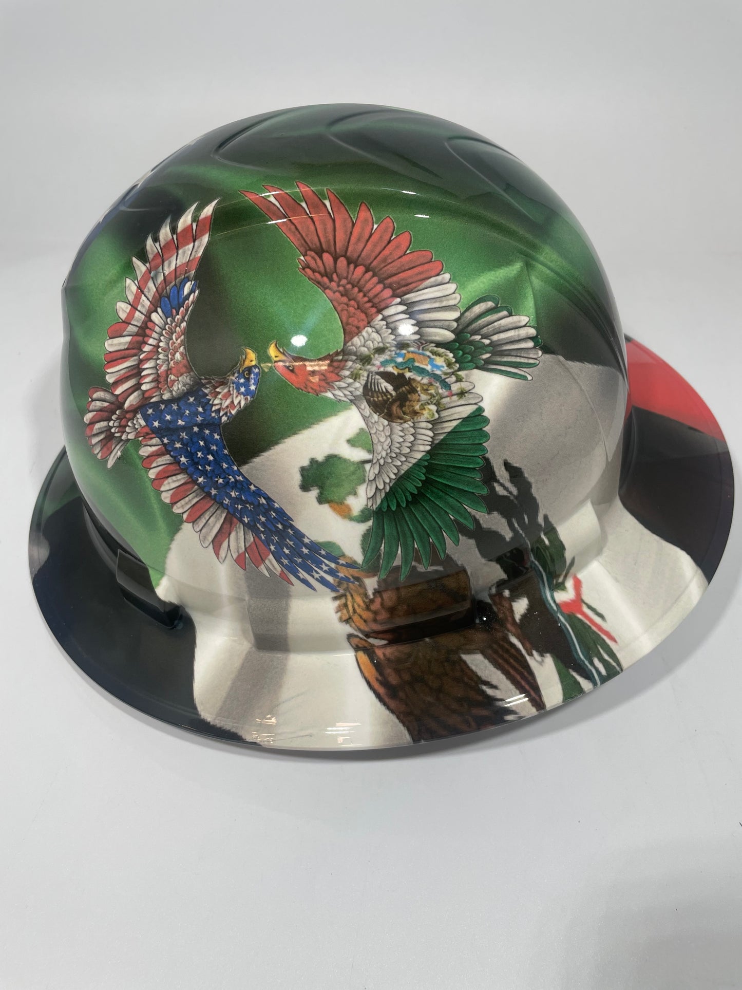 Full Brim Hard Hat Hydro Dipped Mexican & American Eagles
