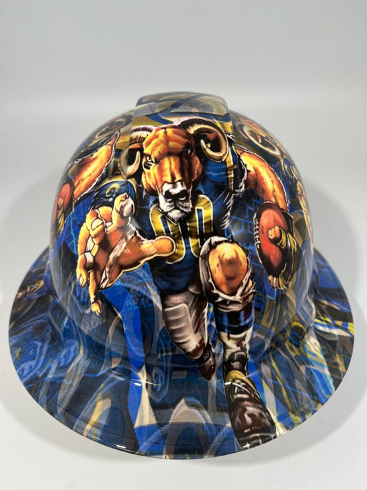 Full Brim Hard Hat Hydro Dipped LOS ANGELES RAMS