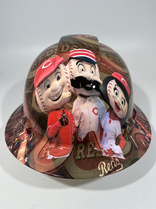 Full Brim Hard Hat Hydro Dipped CINCINNATI REDS