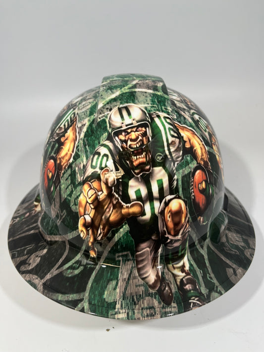 Full Brim Hard Hat Hydro Dipped NEW YORK JETS