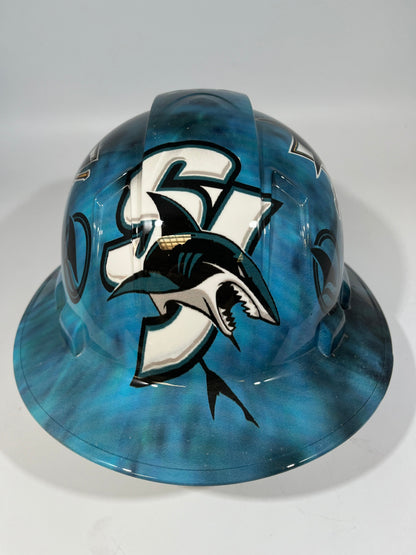 Full Brim Hard Hat Hydro Dipped SAN JOSE SHARKS
