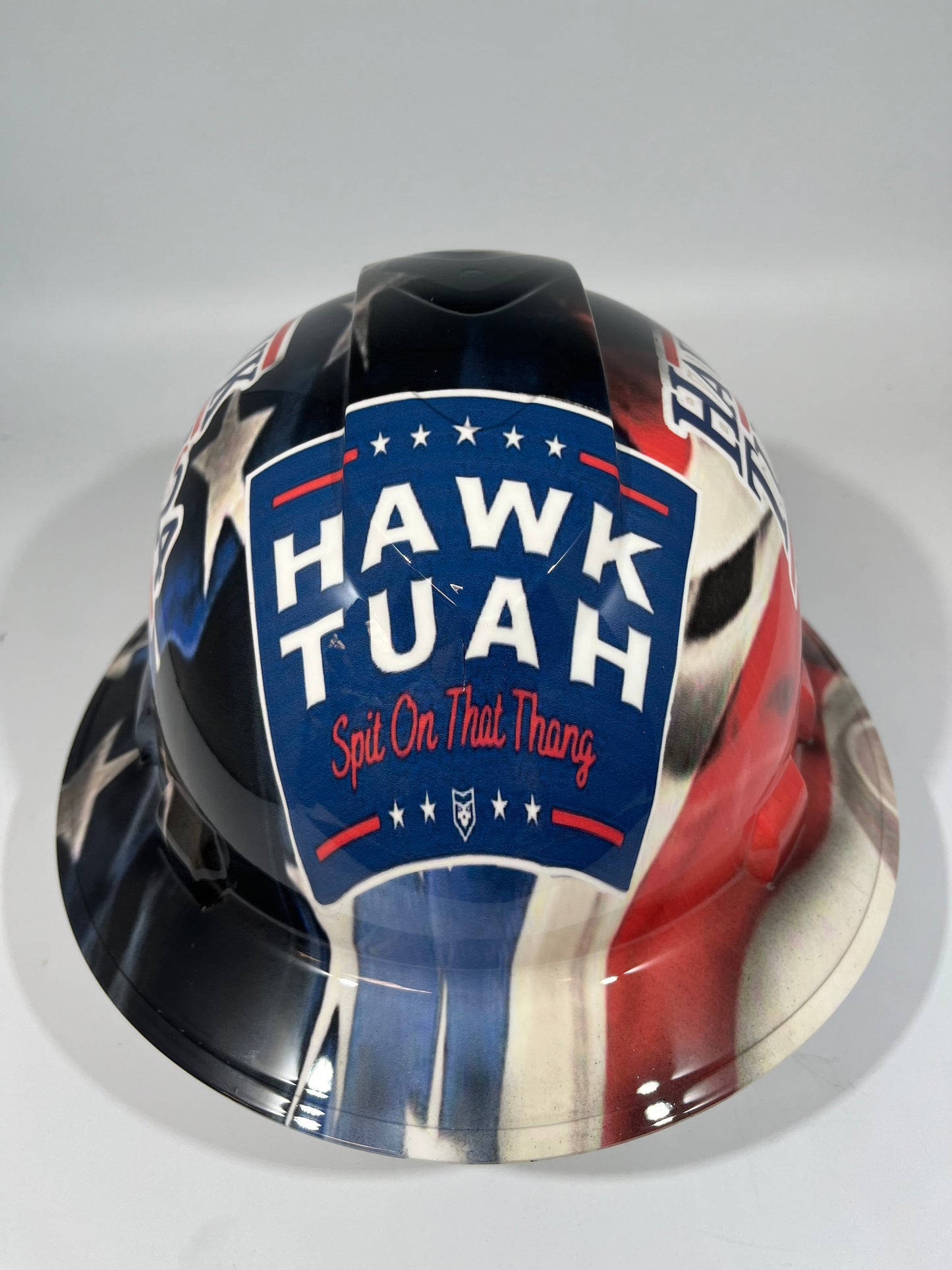 Full Brim Hard Hat Hydro Dipped HAWK TUAH 2024 SPIT ON THAT THING!