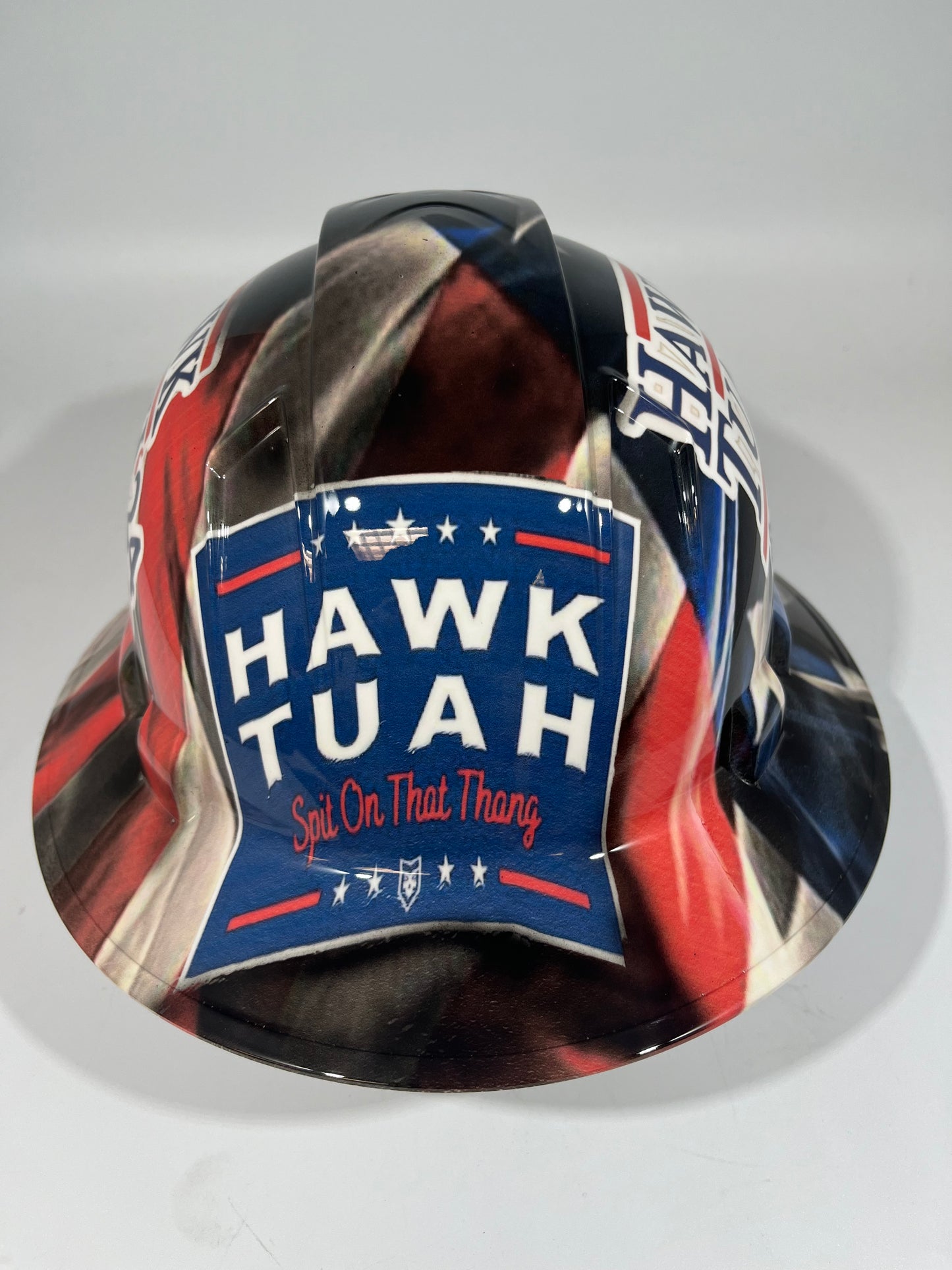 Full Brim Hard Hat Hydro Dipped HAWK TUAH 2024 SPIT ON THAT THING!