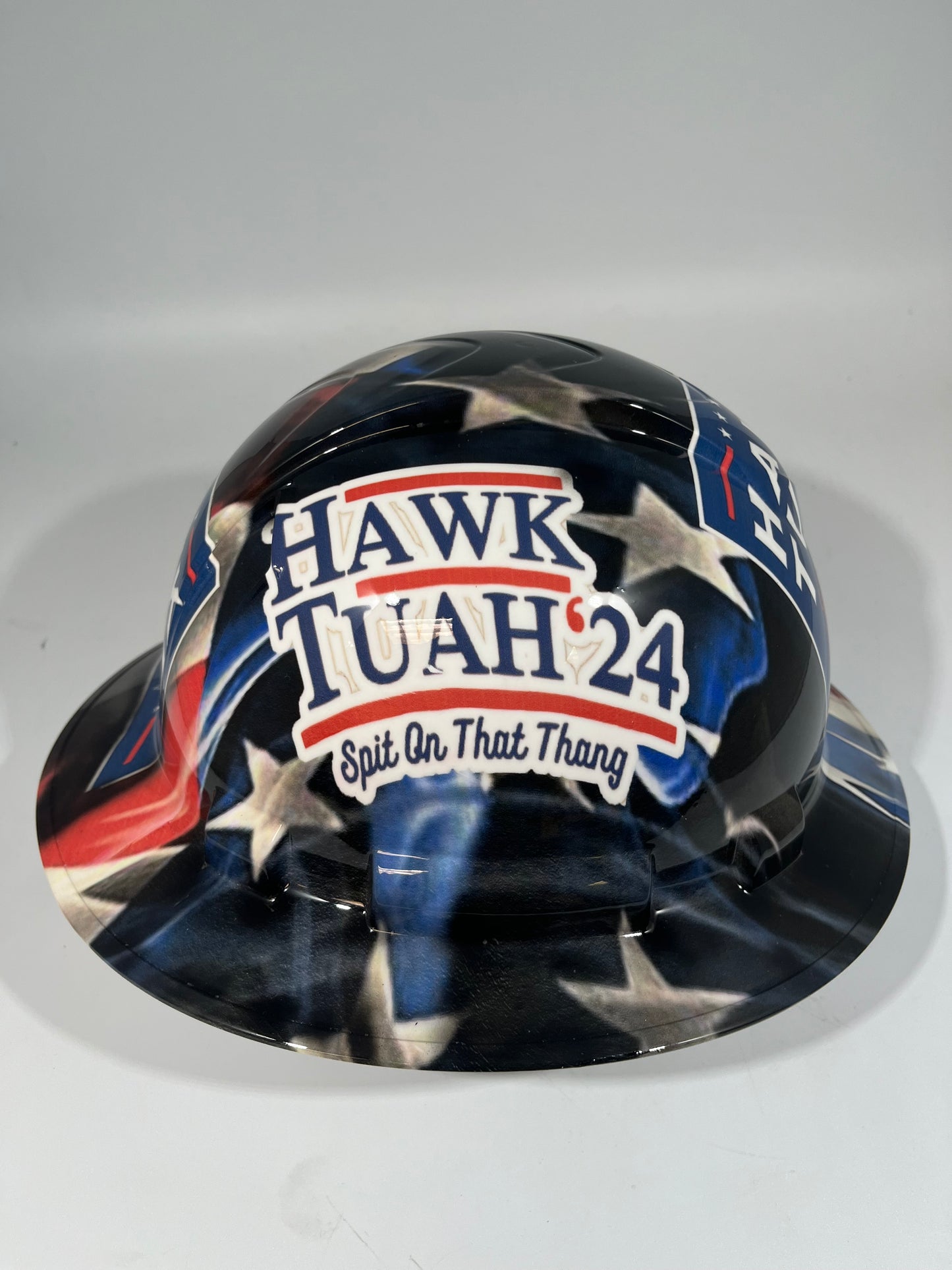 Full Brim Hard Hat Hydro Dipped HAWK TUAH 2024 SPIT ON THAT THING!