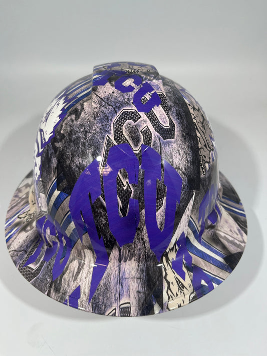 Full Brim Hard Hat Hydro Dipped TCU TEXAS CHRISTIAN UNIVERSITY