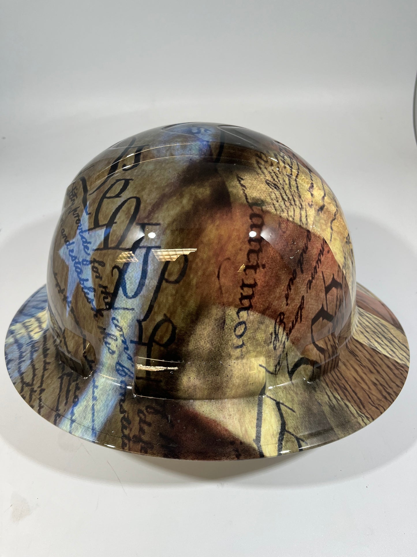 Full Brim Hard Hat Hydro Dipped 2ND AMMENDMENT GRUNGE FLAG