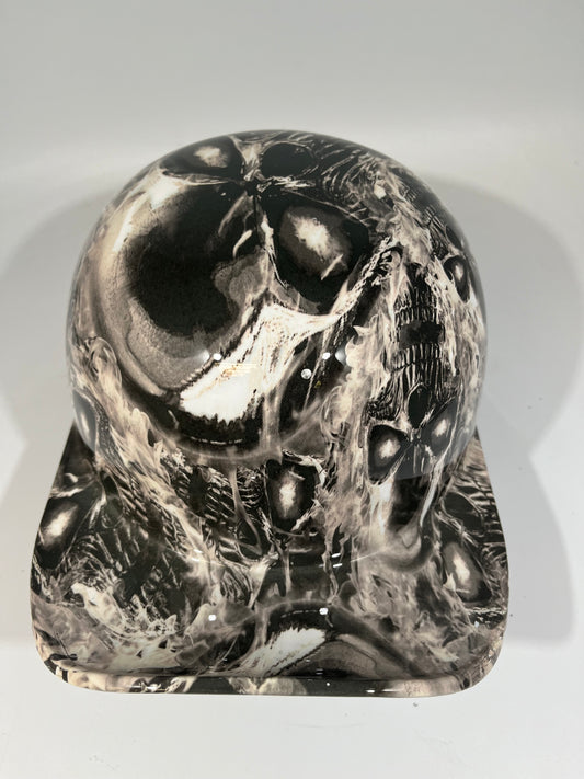 Baseball Cap Style Motorcycle Helmet CHROME SKULLS