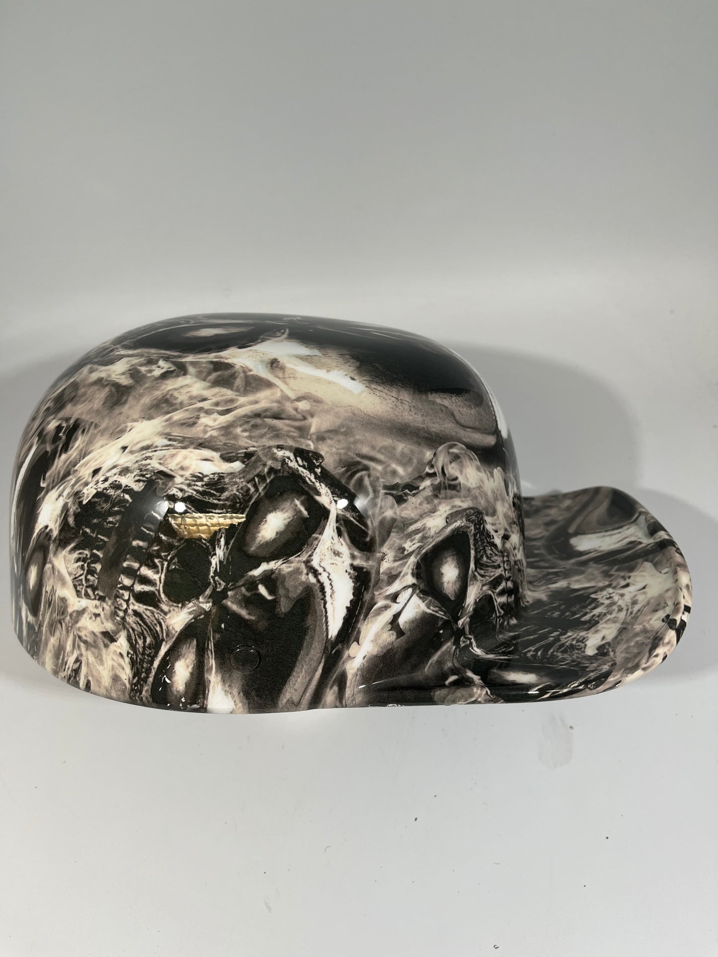 Baseball Cap Style Motorcycle Helmet CHROME SKULLS