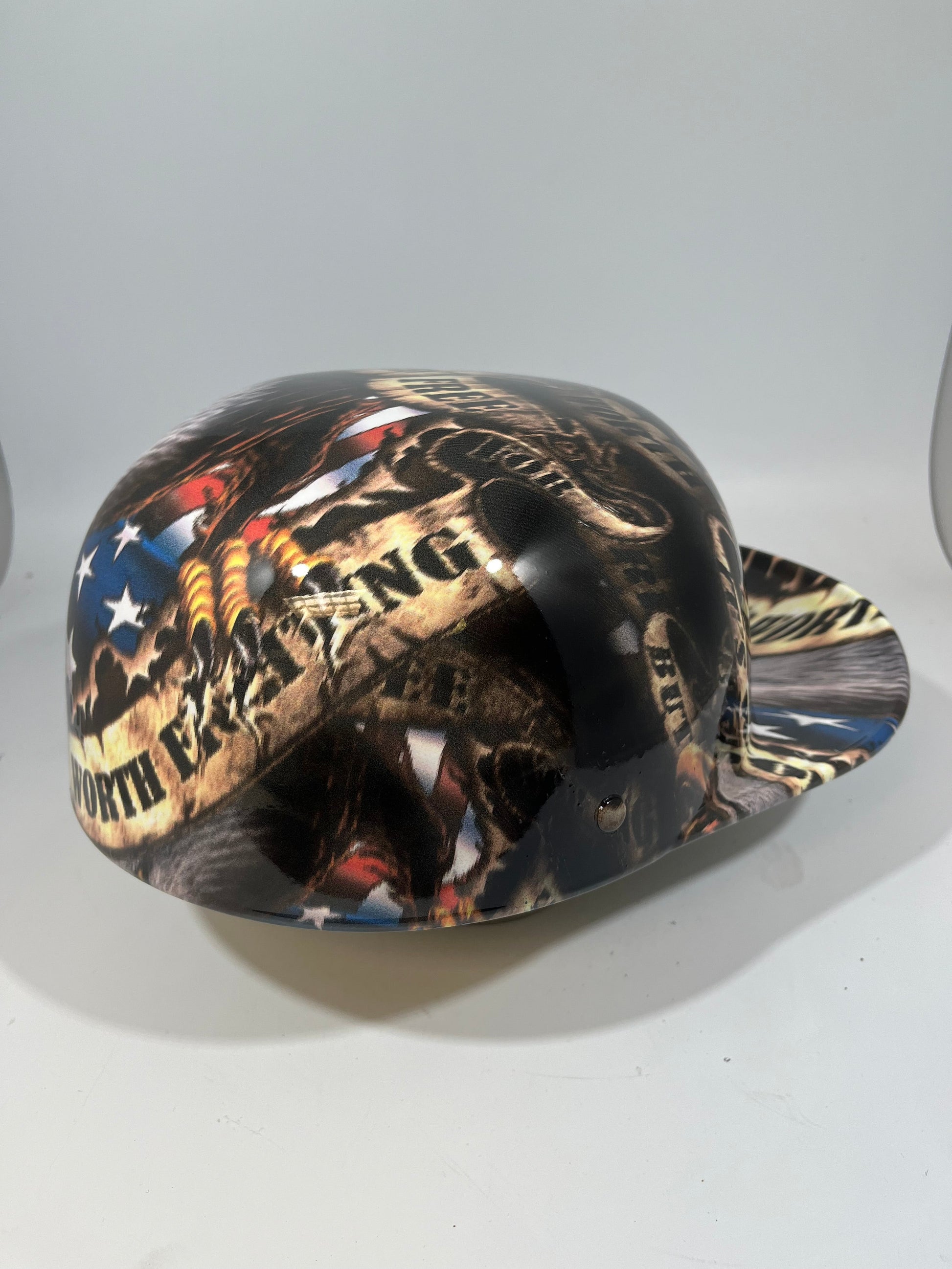 bike helmet over baseball cap Baseball Cap Style Motorcycle Helmet FREEDOM ISN'T FREE EAGLE