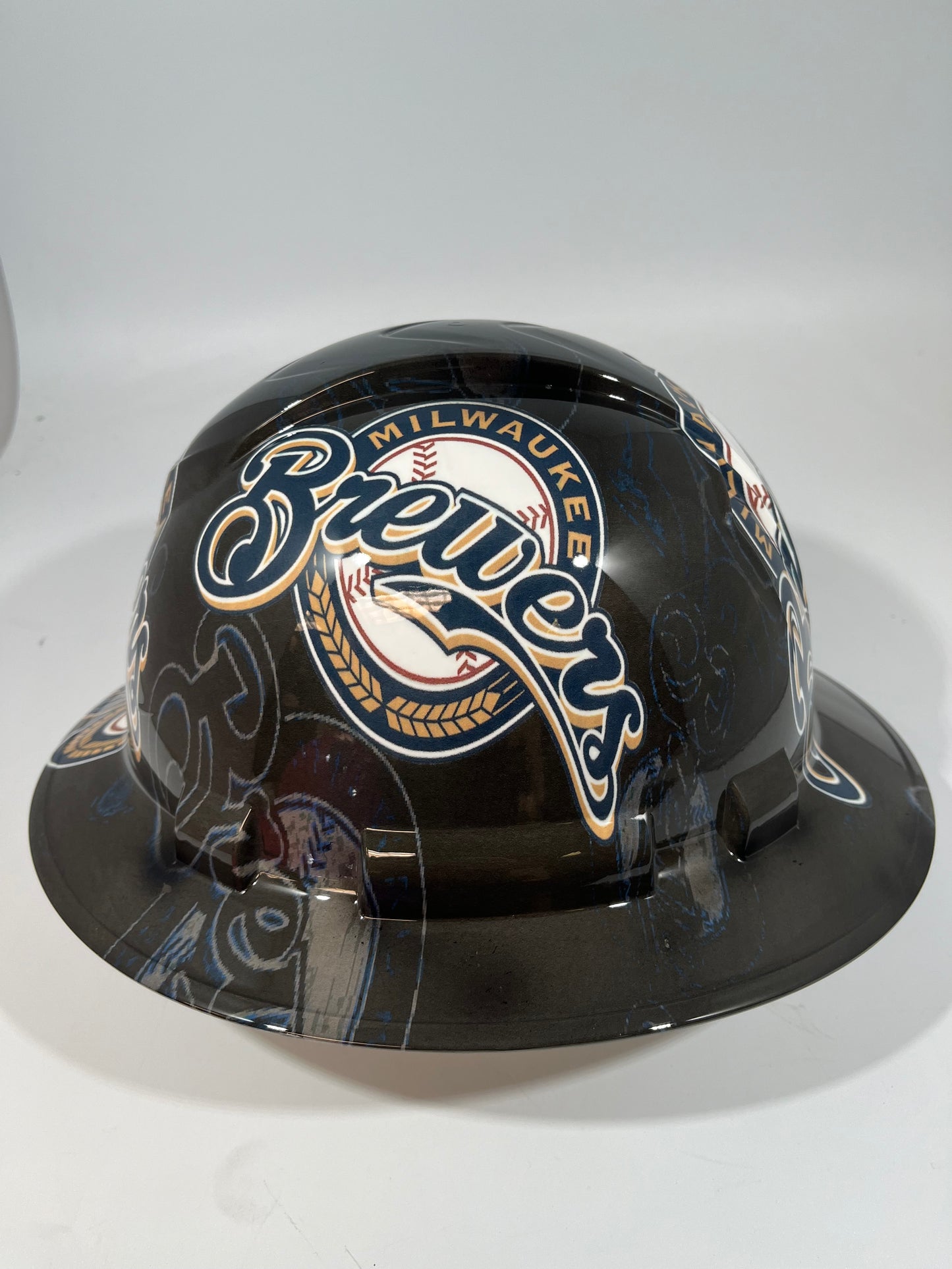 Full Brim Hard Hat Hydro Dipped MILWAUKEE BREWERS