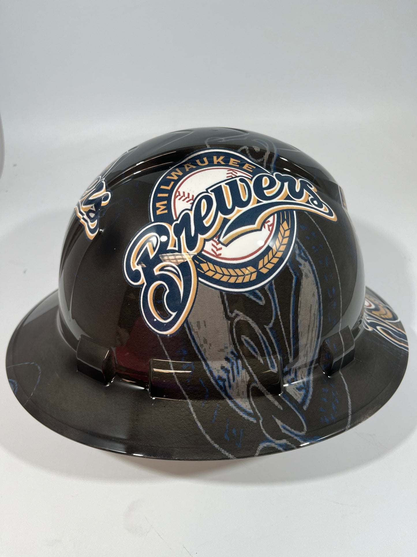 Full Brim Hard Hat Hydro Dipped MILWAUKEE BREWERS