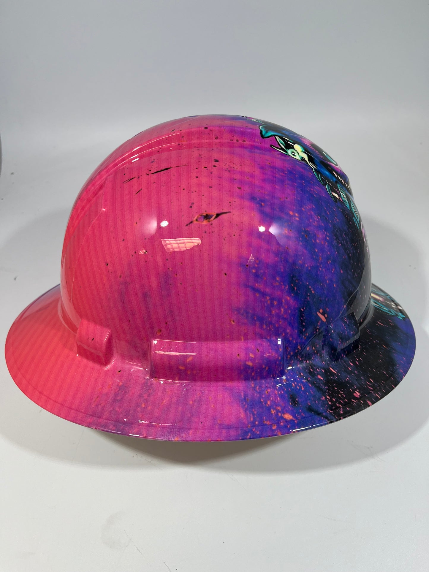 Full Brim Hard Hat Hydro Dipped WE'RE ALL MAD HERE