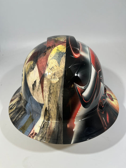 Full Brim Hard Hat Hydro Dipped STEELERS & BULLS