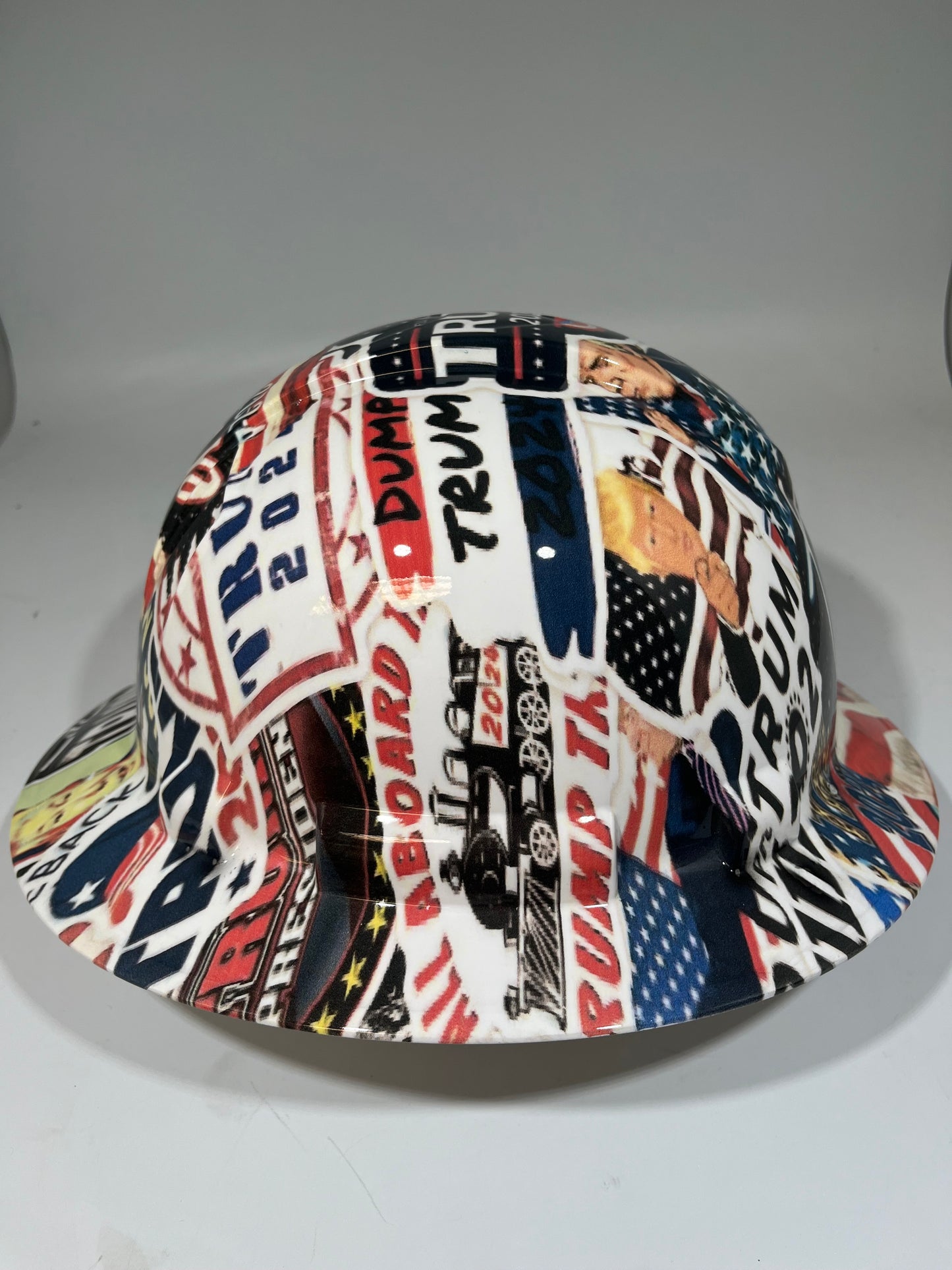 Full Brim Hard Hat Hydro Dipped TRUMP STICKER BOMB