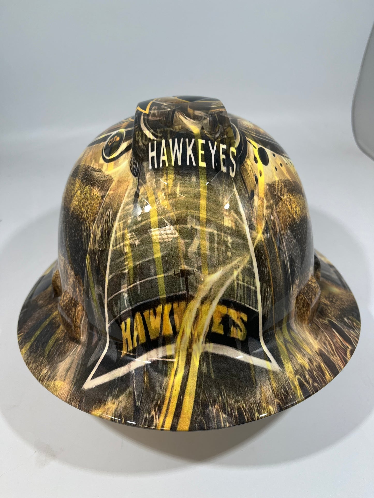 Full Brim Hard Hat Hydro Dipped IOWA HAWKEYES