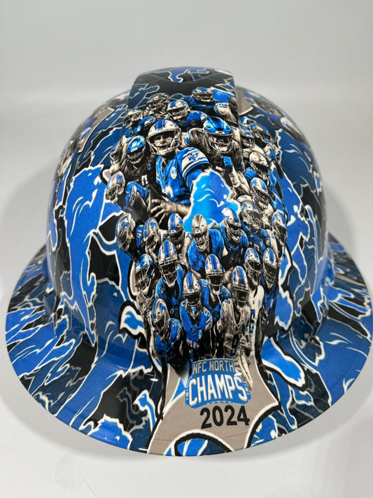 Full Brim Hard Hat Hydro Dipped DETROIT LIONS NFC NORTH CHAMPIONS 2024/2025