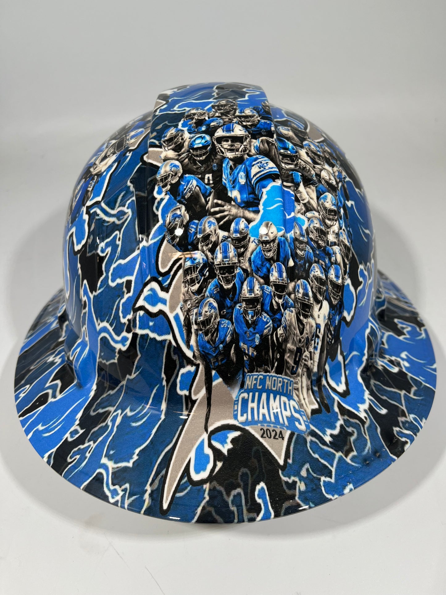 Full Brim Hard Hat Hydro Dipped DETROIT LIONS NFC NORTH CHAMPIONS 2024/2025