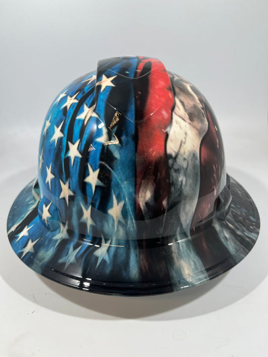 Full Brim Hard Hat Hydro Dipped SICK AMERICAN GRUNGE FLAG