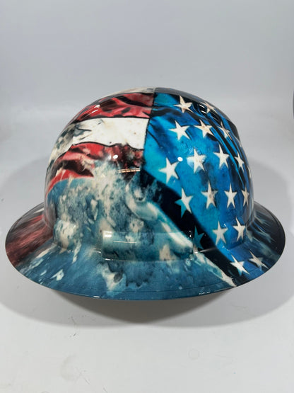 Full Brim Hard Hat Hydro Dipped SICK AMERICAN GRUNGE FLAG