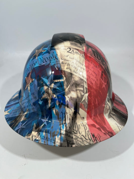 Full Brim Hard Hat Hydro Dipped WE THE PEOPLE CARBON FLAG